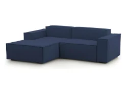 Sofá|Talamo Italia Sofá fixo Dcagnan, Sofá modular grande de 2 lugares com península esquerda, 100% Fabricado na Itália, Sofá de tecido moderno, 240x170h70 cm, Azul