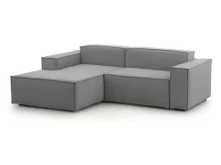 Talamo Italia Sofá fixo Dcagnan, Sofá modular grande de 2 lugares com península esquerda, 100% Fabricado na Itália, Sofá de tecido moderno, 240x170h70 cm, Cinza^ Sofá