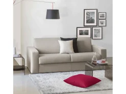 Discount Talamo Italia Sofá fixo Dciucc, sofá de 3 lugares, 100% Fabricado na Itália, Sofá da sala em tecido acolchoado, com braços padrão, 220x95h90 cm, Taupe Cinzento