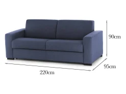 Discount Talamo Italia Sofá fixo Dciucc, sofá de 3 lugares, 100% Fabricado na Itália, Sofá da sala em tecido acolchoado, com braços padrão, 220x95h90 cm, Azul