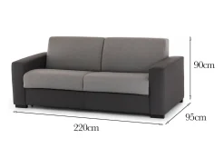 Discount Talamo Italia Sofá fixo Dciucc, sofá de 3 lugares, 100% Fabricado na Itália, Sofá da sala em tecido acolchoado, com braços padrão, 220x95h90 cm, Cinza e Antracite Cinzento