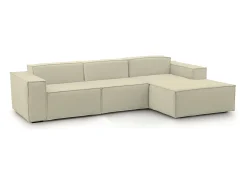 Sofá*Talamo Italia Sofá fixo Ddzek, sofá modular de 3 lugares com península direita, 100% Fabricado na Itália, Sofá de tecido moderno, 300x170h70 cm, Bege
