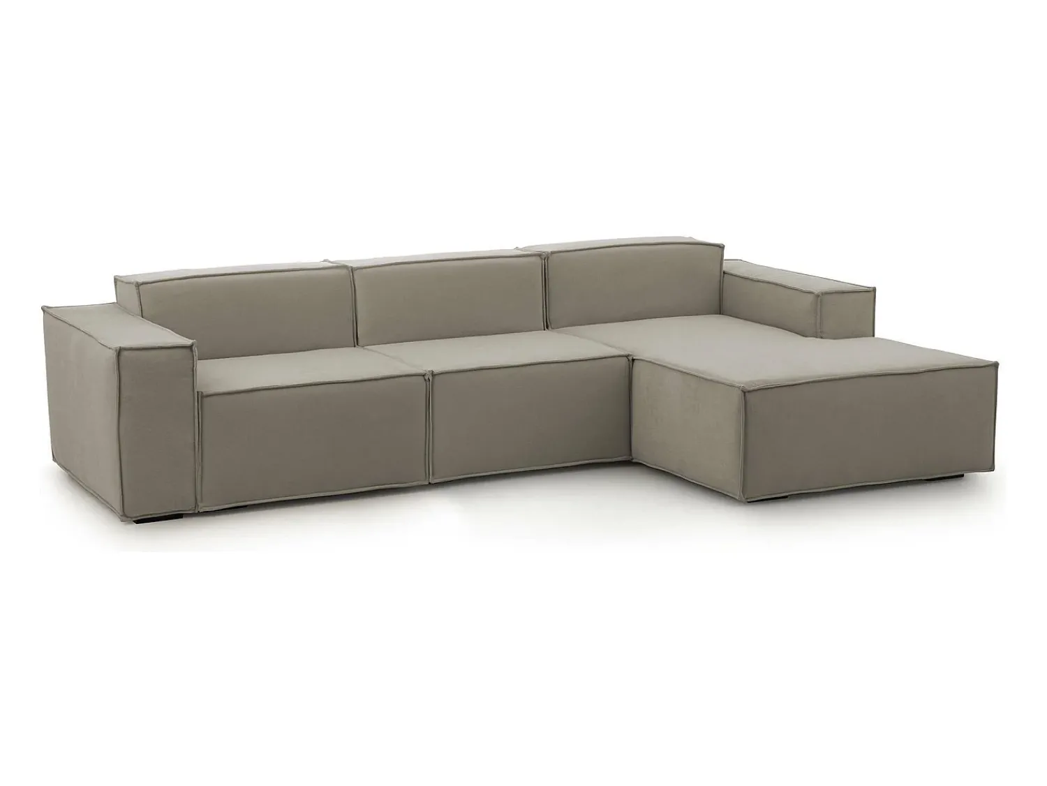 Talamo Italia Sofá fixo Ddzek, sofá modular de 3 lugares com península direita, 100% Fabricado na Itália, Sofá de tecido moderno, 300x170h70 cm, Taupe^ Sofá