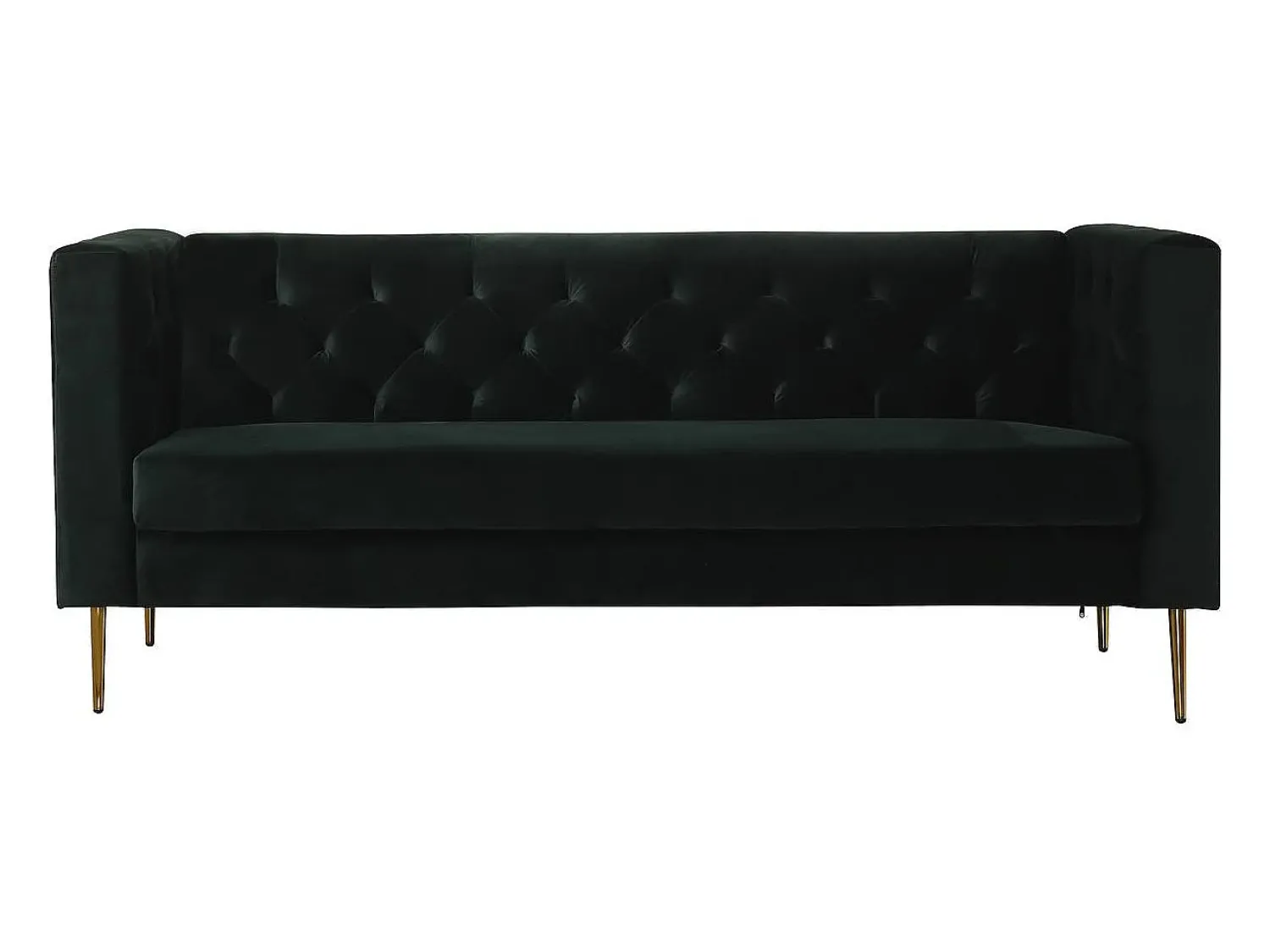 Sofá*Habitat et jardin Sofá fixo de veludo "Bruce" - 196 x 76 x 82 cm - 3 lugares - Verde escuro Verde pinho