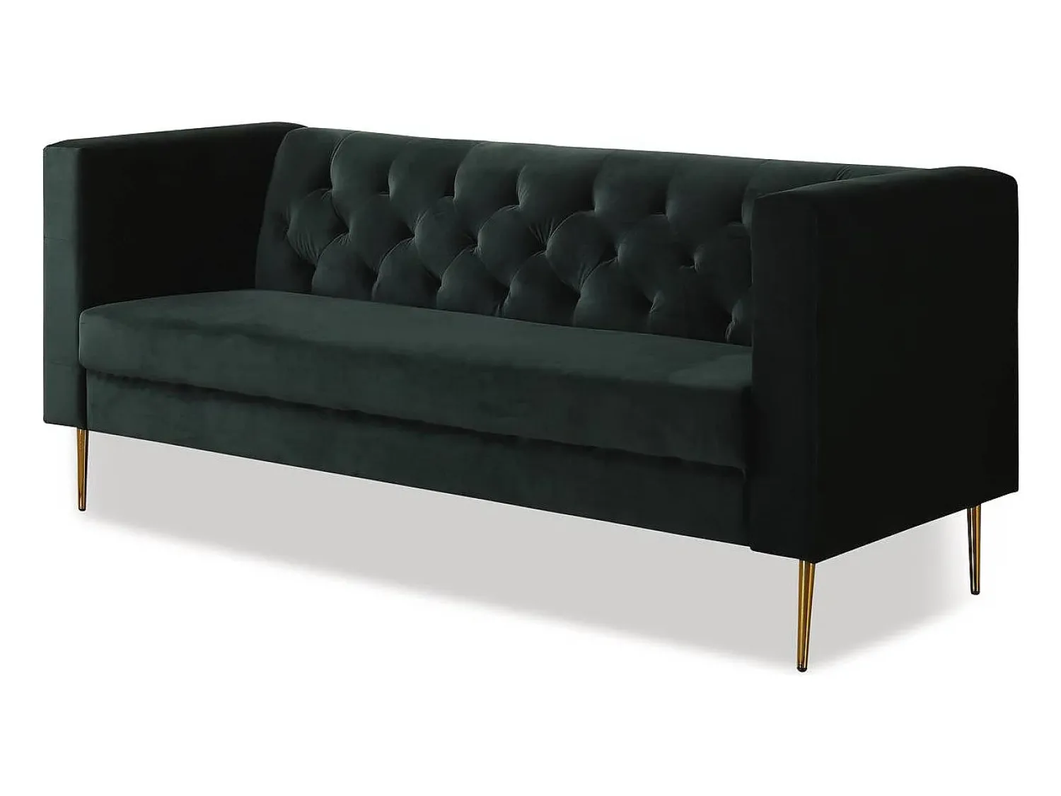 Sofá*Habitat et jardin Sofá fixo de veludo "Bruce" - 196 x 76 x 82 cm - 3 lugares - Verde escuro Verde pinho