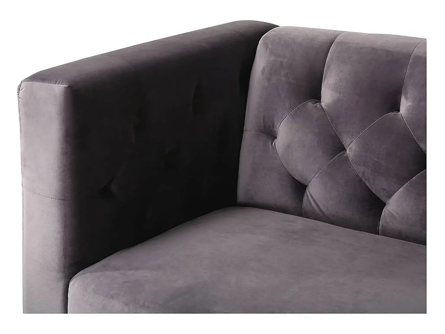 Sofá*Habitat et jardin Sofá fixo de veludo "Bruce" - 196 x 76 x 82 cm - 3 lugares - Cinza Cinzento