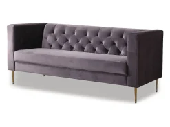 Sofá*Habitat et jardin Sofá fixo de veludo "Bruce" - 196 x 76 x 82 cm - 3 lugares - Cinza Cinzento