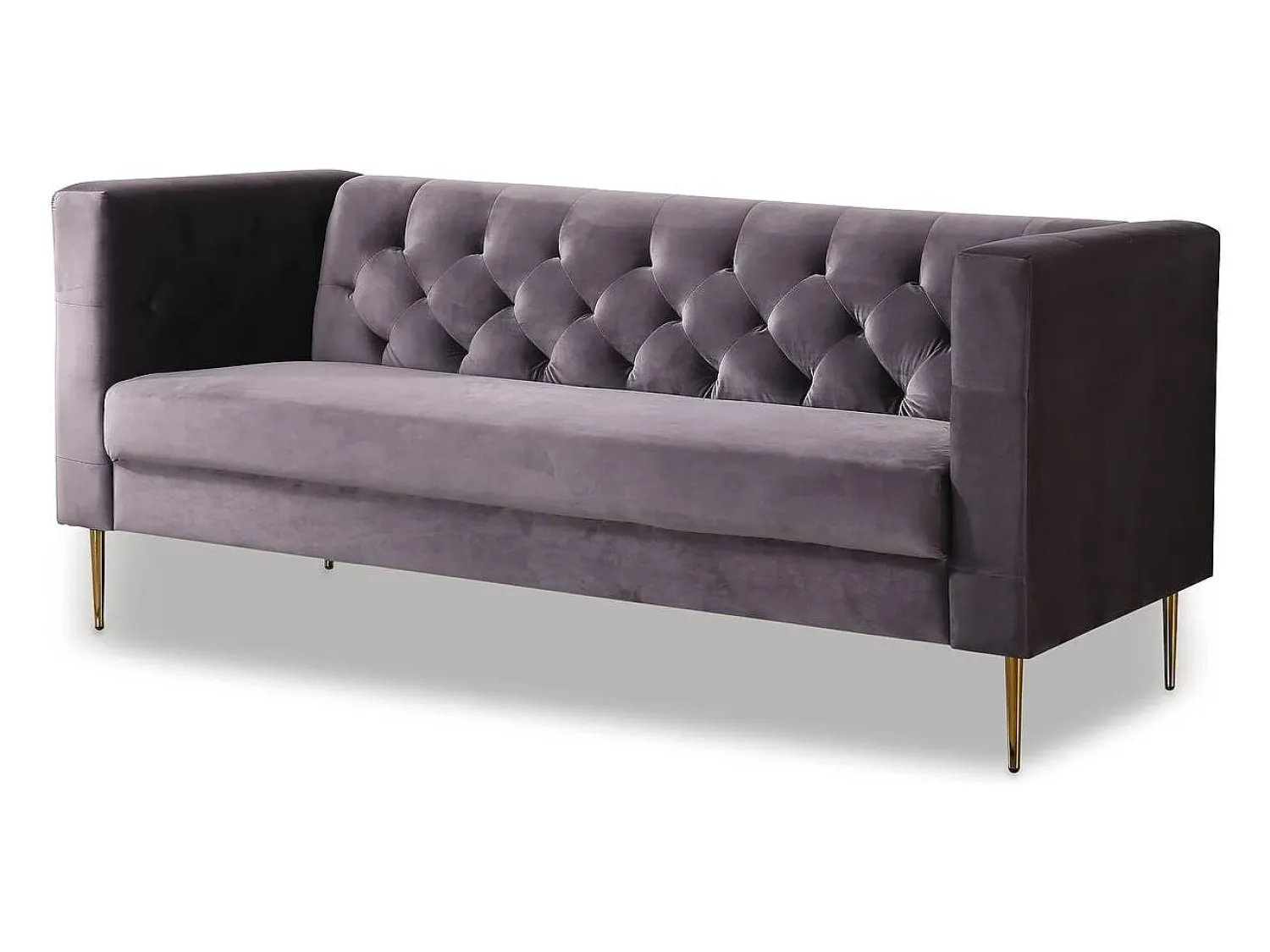 Sofá*Habitat et jardin Sofá fixo de veludo "Bruce" - 196 x 76 x 82 cm - 3 lugares - Cinza Cinzento