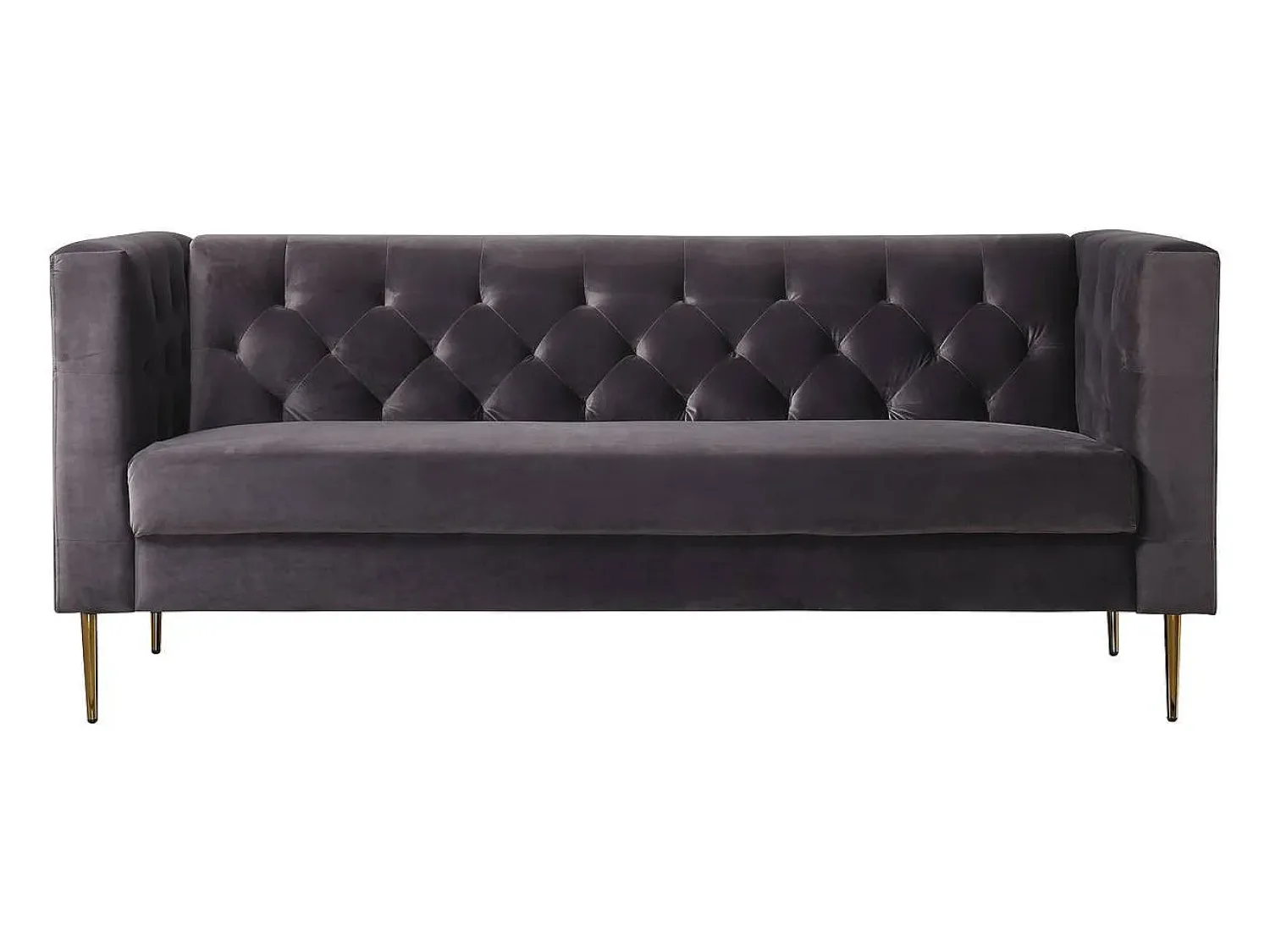 Sofá*Habitat et jardin Sofá fixo de veludo "Bruce" - 196 x 76 x 82 cm - 3 lugares - Cinza Cinzento