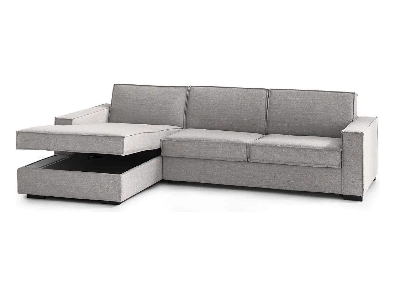 Talamo Italia Sofá fixo Dfabbia, Sofá de canto, 100% Fabricado na Itália, Sofá da sala com, Península esquerda, com braços padrão, 280x95h90 cm, Cinza^ Sofá