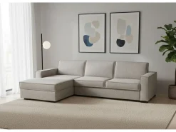 Sofá|Talamo Italia Sofá fixo Dfabbia, Sofá de canto, 100% Fabricado na Itália, Sofá da sala com, Península esquerda, com braços padrão, Cm 280x95h90, Taupe Cinzento