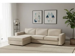 Talamo Italia Sofá fixo Dfabbia, Sofá de canto, 100% Fabricado na Itália, Sofá da sala com, Península esquerda, com braços padrão, Cm 280x95h90,^ Sofá