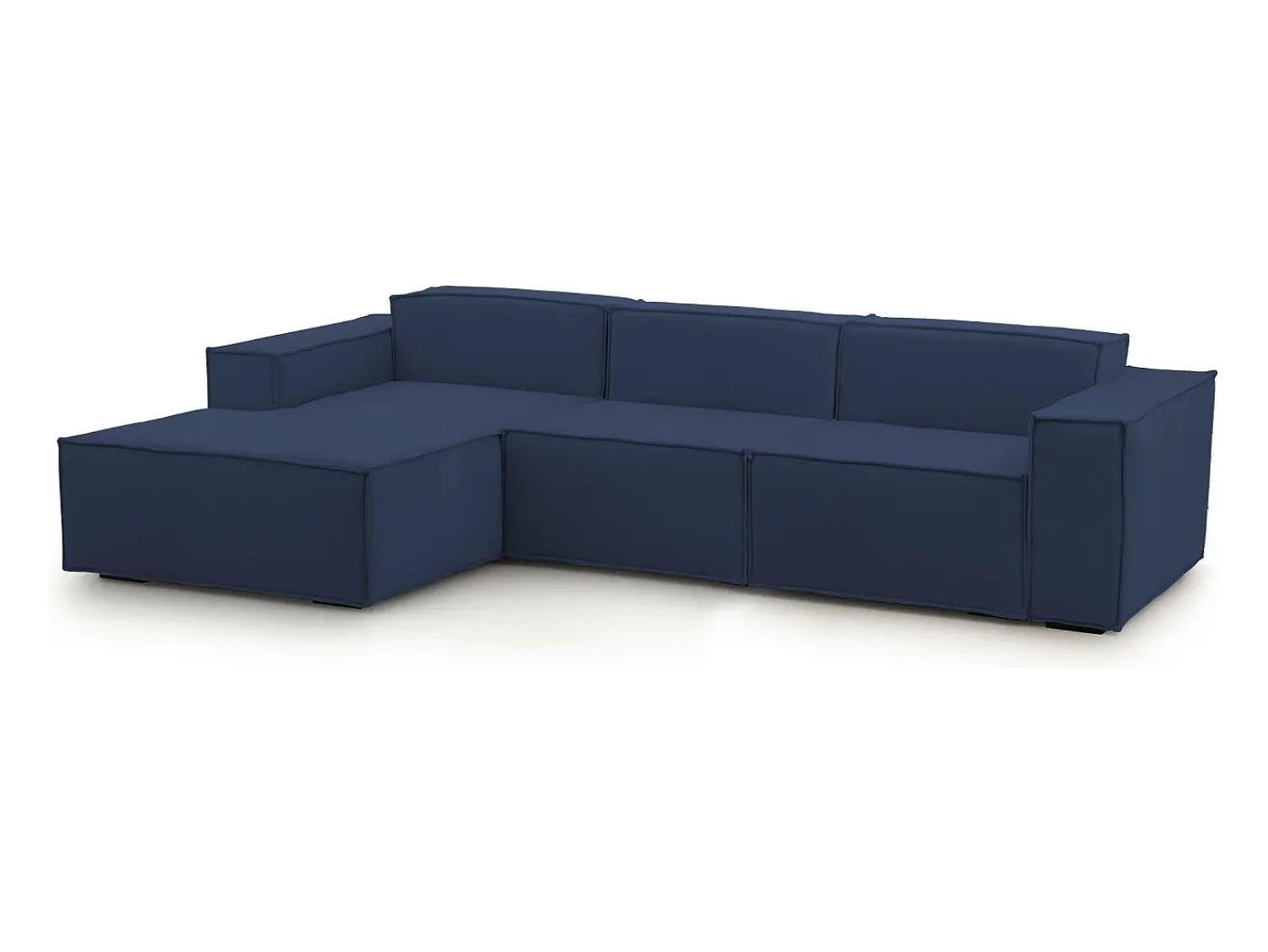 Sale Talamo Italia Sofá fixo Dflori, sofá modular de 3 lugares com península esquerda, 100% Fabricado na Itália, Sofá de tecido moderno, 300x170h70 cm, Azul