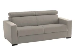 Talamo Italia Sofá fixo Dfrar, sofá de 3 lugares, 100% Made in Italy, Sofá de sala, em tecido acolchoado, com apoios de cabeça ajustáveis ​​e braços standard, 220x95h85 cm, Taupe^ Sofá