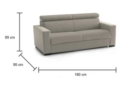 Discount Talamo Italia Sofá fixo Dgambar, ofá de 2 lugare, 100% Made in Italy, Sofá de ala, em tecido acolchoado, com apoio de cabeça ajutávei â€<â€<e braço tandard, 180x95h85 cm, Taupe Cinzento