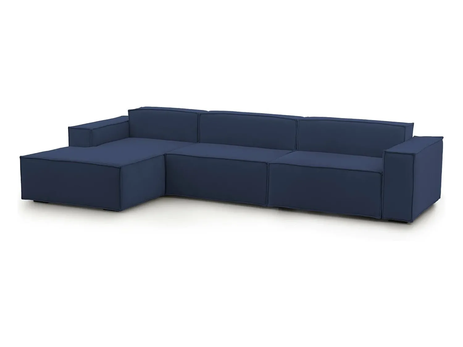 Sofá|Talamo Italia Sofá fixo Dgarzy, sofá modular de 4 lugares com península esquerda, 100% Fabricado na Itália, Sofá de tecido moderno, 340x170h70 cm, Azul