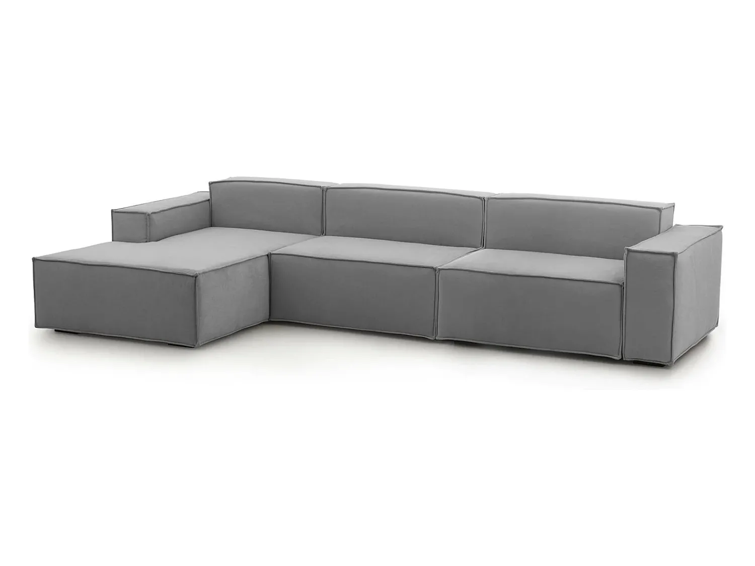 Sofá|Talamo Italia Sofá fixo Dgarzy, sofá modular de 4 lugares com península esquerda, 100% Fabricado na Itália, Sofá de tecido moderno, 340x170h70 cm, Cinza Cinzento