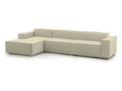 Hot Talamo Italia Sofá fixo Dgarzy, sofá modular de 4 lugares com península esquerda, 100% Fabricado na Itália, Sofá de tecido moderno, 340x170h70 cm, Bege