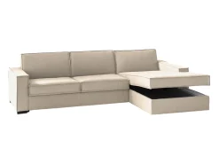 Sofá*Talamo Italia Sofá fixo Dgodea, Sofá de canto, 100% Fabricado na Itália, Sofá da sala com, Península direita, com braços finos, Cm 260x95h90, Bege