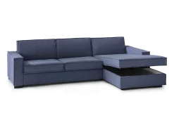 Sofá|Talamo Italia Sofá fixo Dgodea, Sofá de canto, 100% Fabricado na Itália, Sofá da sala com península direita de armazenamento, com braços finos, 260x95h90 cm, Azul