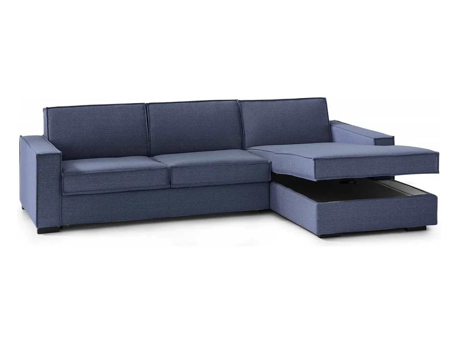 Sofá|Talamo Italia Sofá fixo Dgodea, Sofá de canto, 100% Fabricado na Itália, Sofá da sala com península direita de armazenamento, com braços finos, 260x95h90 cm, Azul