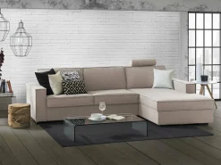 Sofá|Talamo Italia Sofá fixo Dgodea, Sofá de canto, 100% Fabricado na Itália, Sofá da sala com, Península direita, com braços finos, Cm 260x95h90, Taupe Cinzento