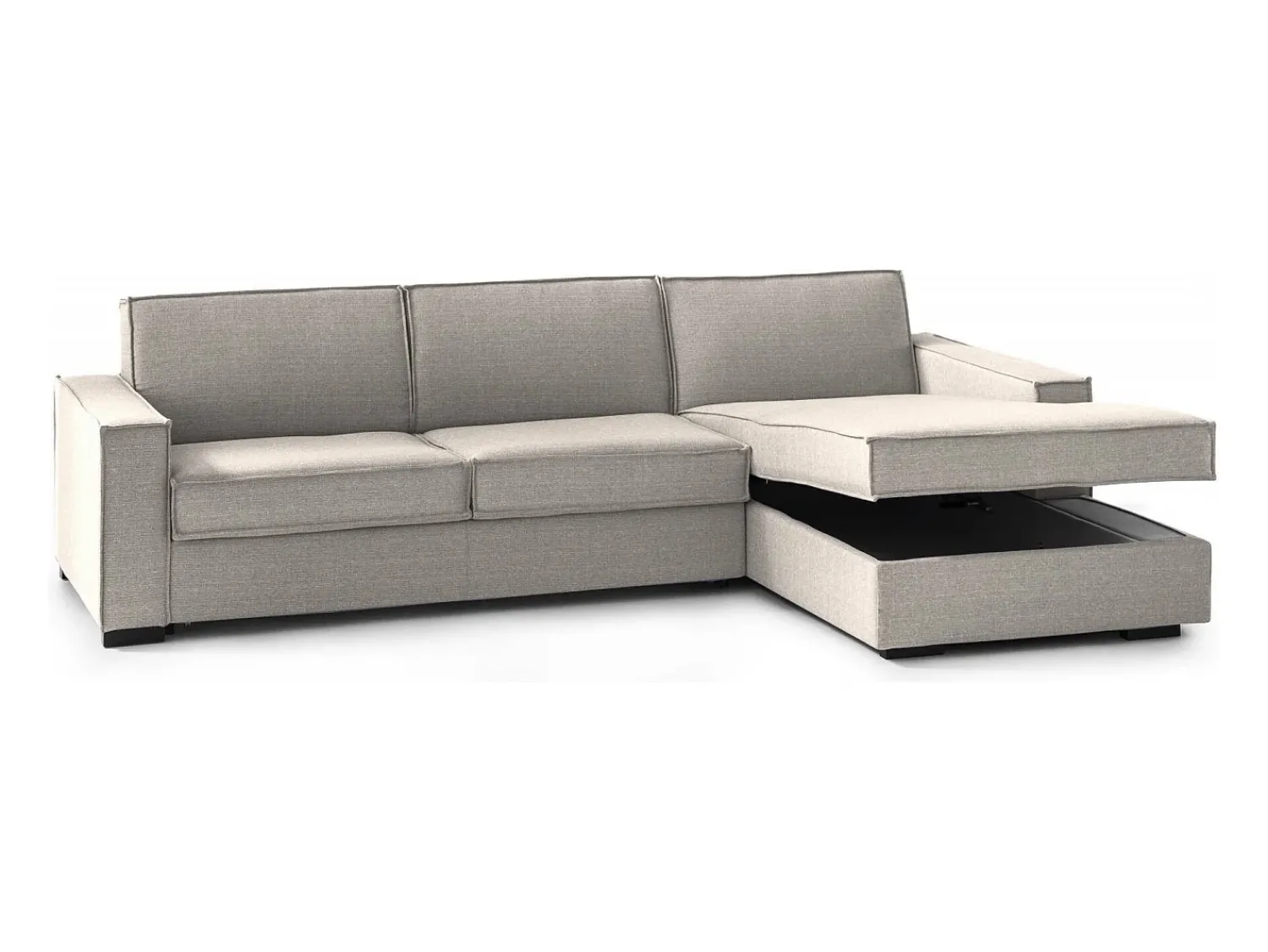 Sofá|Talamo Italia Sofá fixo Dgodea, Sofá de canto, 100% Fabricado na Itália, Sofá da sala com, Península direita, com braços finos, Cm 260x95h90, Taupe Cinzento