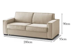 Sofá|Talamo Italia Sofá fixo Dgozz, Sofá grande de 2 lugares, 100% Fabricado na Itália, Sofá da sala em tecido, com braços padrão, 200x95h90 cm, Bege