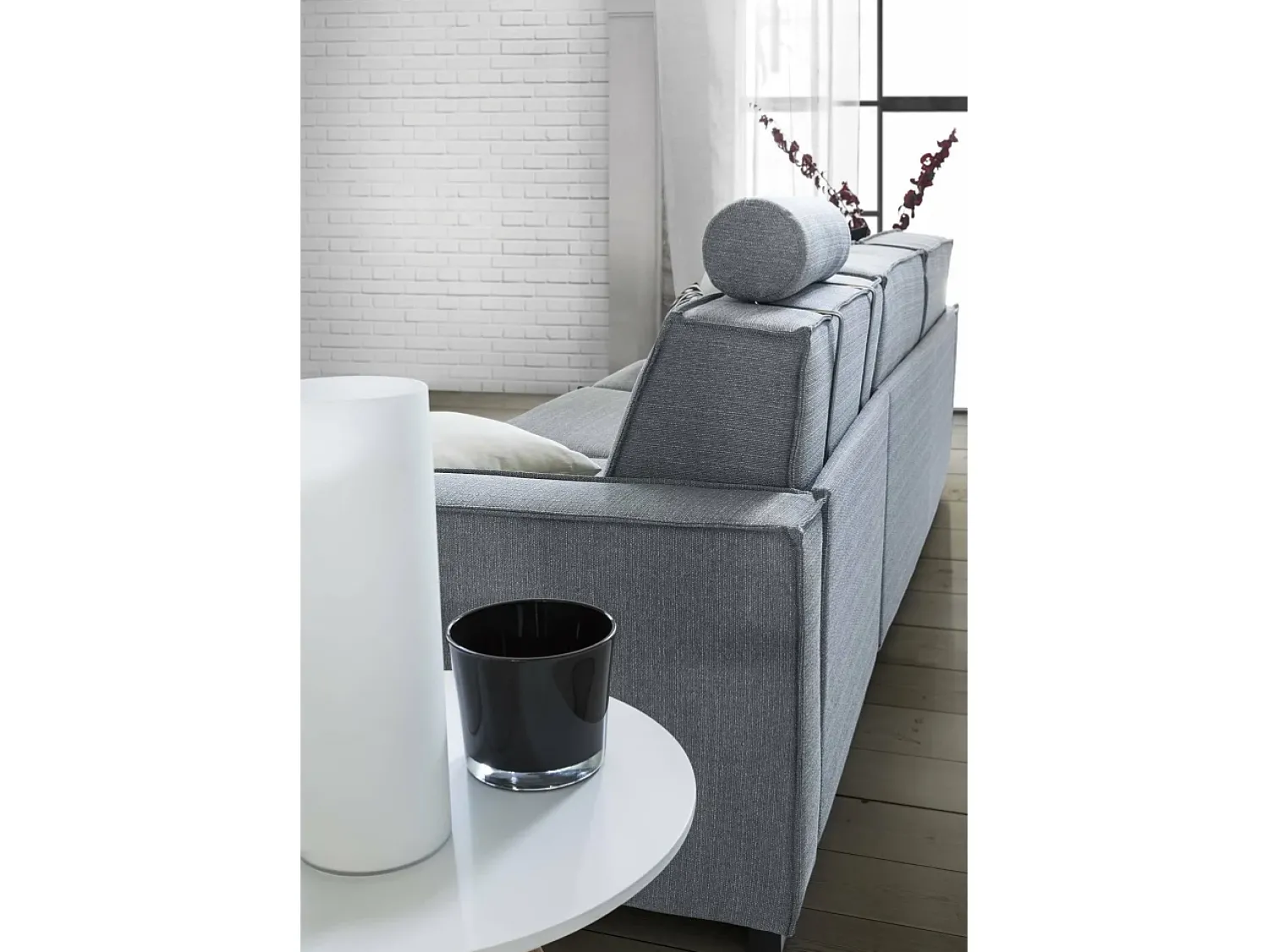 Sofá|Talamo Italia Sofá fixo Dgozz, Sofá grande de 2 lugares, 100% Fabricado na Itália, Sofá da sala em tecido, com braços padrão, 200x95h90 cm, Cinza Cinzento