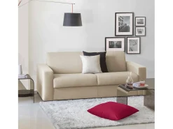 Sofá*Talamo Italia Sofá fixo Dgrabb, sofá de 3 lugares, 100% Fabricado na Itália, Sofá da sala, em tecido acolchoado, com braços finos, 200x95h90 cm, Bege