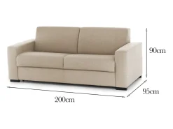 Sofá*Talamo Italia Sofá fixo Dgrabb, sofá de 3 lugares, 100% Fabricado na Itália, Sofá da sala, em tecido acolchoado, com braços finos, 200x95h90 cm, Bege