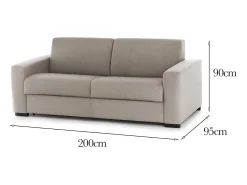 Talamo Italia Sofá fixo Dgrabb, sofá de 3 lugares, 100% Fabricado na Itália, Sofá da sala, em tecido acolchoado, com braços finos, Cm 200x95h90, Taupe^ Sofá
