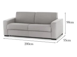Outlet Talamo Italia Sofá fixo Dgrabb, sofá de 3 lugares, 100% Fabricado na Itália, Sofá da sala, em tecido acolchoado, com braços finos, 200x95h90 cm, Cinza Cinzento