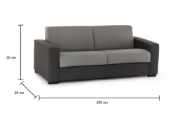 Talamo Italia Sofá fixo Dgrabb, sofá de 3 lugares, 100% Fabricado na Itália, Sofá da sala, em tecido acolchoado, com braços finos, 200x95h90 cm, Cinza e Antracite Cinzento