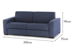 Sofá|Talamo Italia Sofá fixo Dgrabb, sofá de 3 lugares, 100% Fabricado na Itália, Sofá da sala, em tecido acolchoado, com braços finos, 200x95h90 cm, Azul