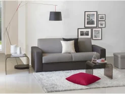 Clearance Talamo Italia Sofá fixo Dgunte, Sofá grande de 2 lugares, 100% Fabricado na Itália, Sofá da sala, em tecido acolchoado, com braços finos, 180x95h90 cm, Cinza e Antracite Cinzento