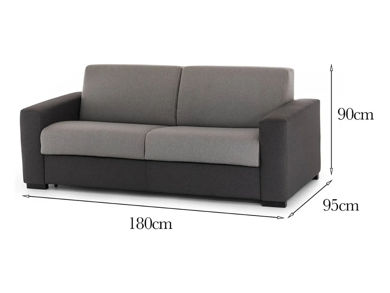 Clearance Talamo Italia Sofá fixo Dgunte, Sofá grande de 2 lugares, 100% Fabricado na Itália, Sofá da sala, em tecido acolchoado, com braços finos, 180x95h90 cm, Cinza e Antracite Cinzento