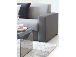 Clearance Talamo Italia Sofá fixo Dgunte, Sofá grande de 2 lugares, 100% Fabricado na Itália, Sofá da sala, em tecido acolchoado, com braços finos, 180x95h90 cm, Cinza e Antracite Cinzento