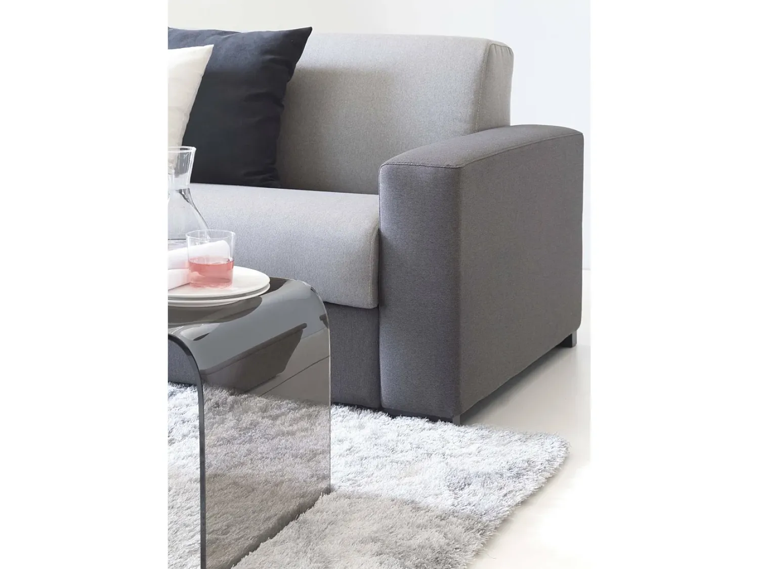 Clearance Talamo Italia Sofá fixo Dgunte, Sofá grande de 2 lugares, 100% Fabricado na Itália, Sofá da sala, em tecido acolchoado, com braços finos, 180x95h90 cm, Cinza e Antracite Cinzento