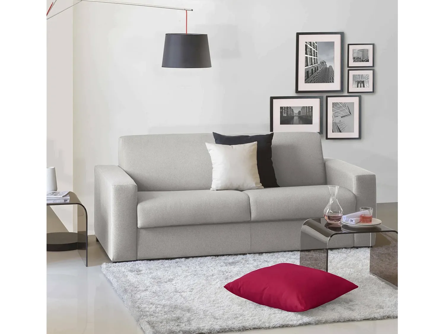 Hot Talamo Italia Sofá fixo Dgunte, Sofá grande de 2 lugares, 100% Fabricado na Itália, Sofá da sala, em tecido acolchoado, com braços finos, 180x95h90 cm, Cinza Cinzento