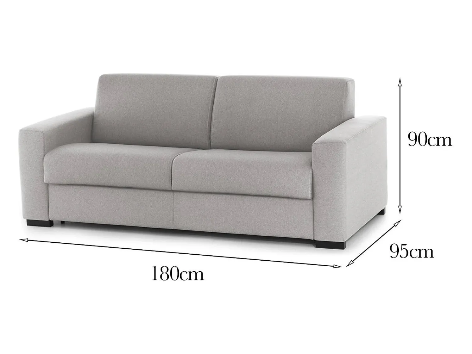 Hot Talamo Italia Sofá fixo Dgunte, Sofá grande de 2 lugares, 100% Fabricado na Itália, Sofá da sala, em tecido acolchoado, com braços finos, 180x95h90 cm, Cinza Cinzento