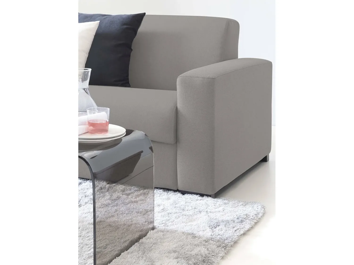 Hot Talamo Italia Sofá fixo Dgunte, Sofá grande de 2 lugares, 100% Fabricado na Itália, Sofá da sala, em tecido acolchoado, com braços finos, 180x95h90 cm, Cinza Cinzento