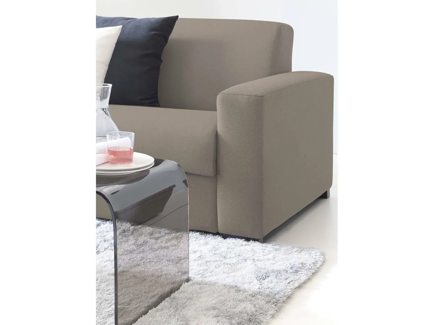 Talamo Italia Sofá fixo Dgunte, Sofá grande de 2 lugares, 100% Fabricado na Itália, Sofá da sala, em tecido acolchoado, com braços finos, 180x95h90 cm, Taupe^ Sofá
