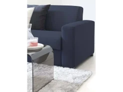 Outlet Talamo Italia Sofá fixo Dgunte, Sofá grande de 2 lugares, 100% Fabricado na Itália, Sofá da sala, em tecido acolchoado, com braços finos, 180x95h90 cm, Azul
