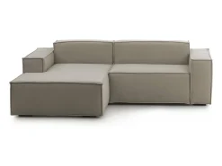 Talamo Italia Sofá fixo Dkivil, sofá modular de 2 lugares com península esquerda, 100% Fabricado na Itália, Sofá de tecido moderno, 220x170h70 cm, Taupe^ Sofá