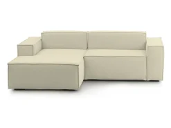Sofá|Talamo Italia Sofá fixo Dkivil, sofá modular de 2 lugares com península esquerda, 100% Fabricado na Itália, Sofá de tecido moderno, 220x170h70 cm, Bege