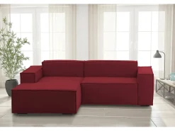 Talamo Italia Sofá fixo Dkivil, sofá modular de 2 lugares com península esquerda, 100% Fabricado na Itália, Sofá de tecido moderno, 220x170h70 cm,^ Sofá