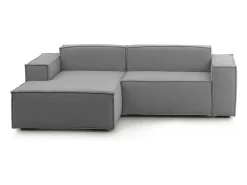 Talamo Italia Sofá fixo Dkivil, sofá modular de 2 lugares com península esquerda, 100% Fabricado na Itália, Sofá de tecido moderno, 220x170h70 cm, Cinza^ Sofá
