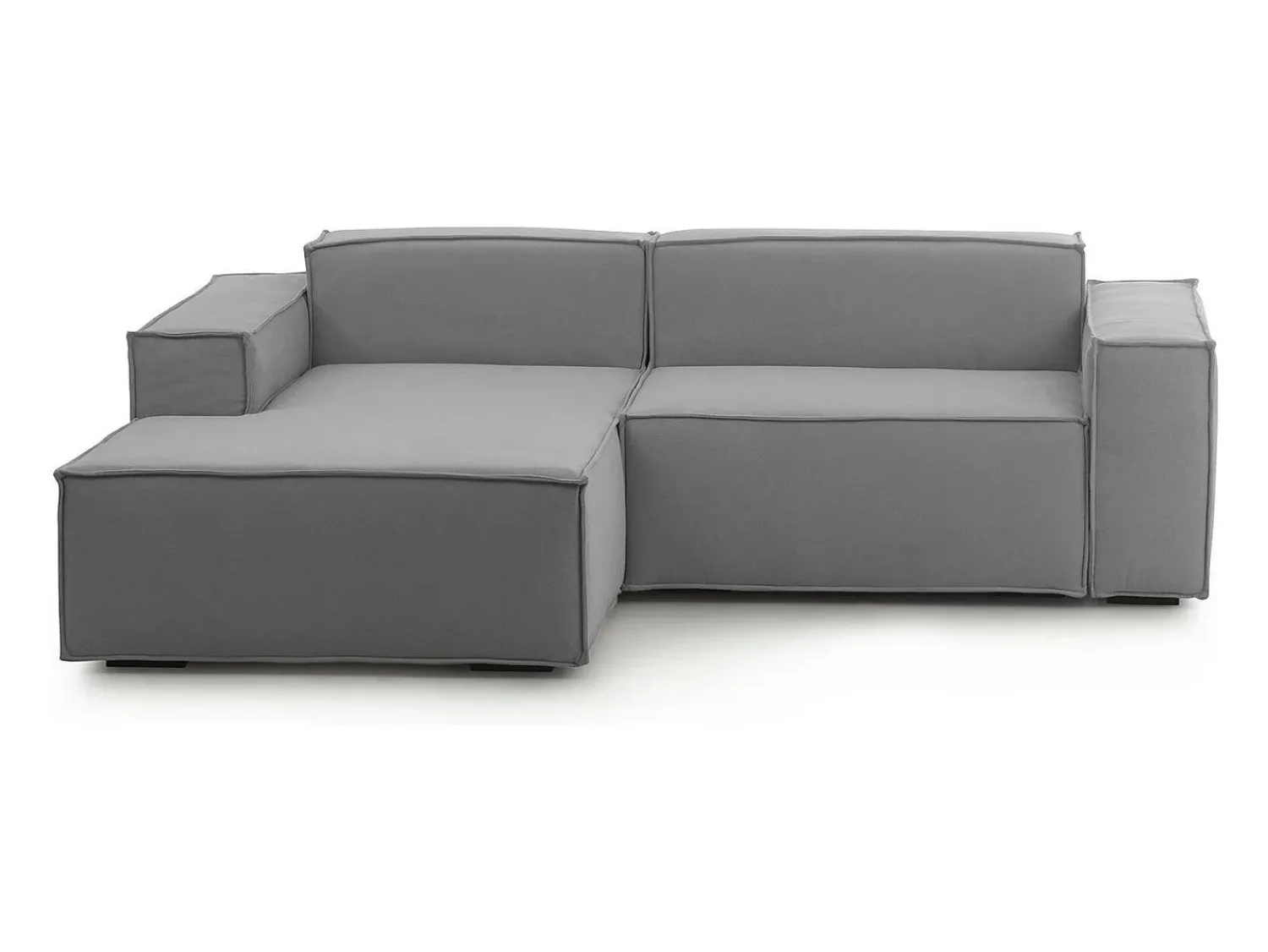 Talamo Italia Sofá fixo Dkivil, sofá modular de 2 lugares com península esquerda, 100% Fabricado na Itália, Sofá de tecido moderno, 220x170h70 cm, Cinza^ Sofá