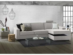 Best Talamo Italia Sofá fixo Dkiyin, Sofá de canto, 100% Fabricado na Itália, Sofá da sala com península de contêiner direita, com braços padrão, 280x95h90 cm, Cinza Cinzento